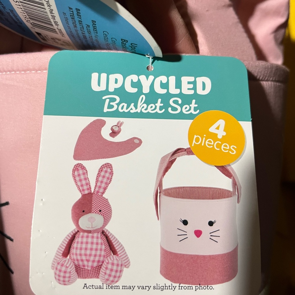Pink Bunny and Basket Set - 4 Piece